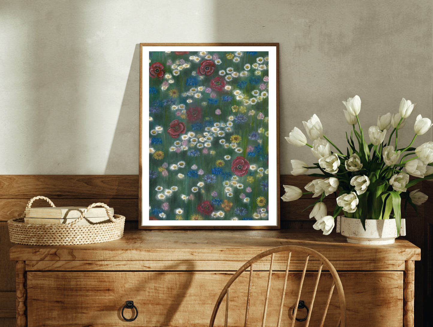 Impressionist Wildflower Field Oil Pastel Print