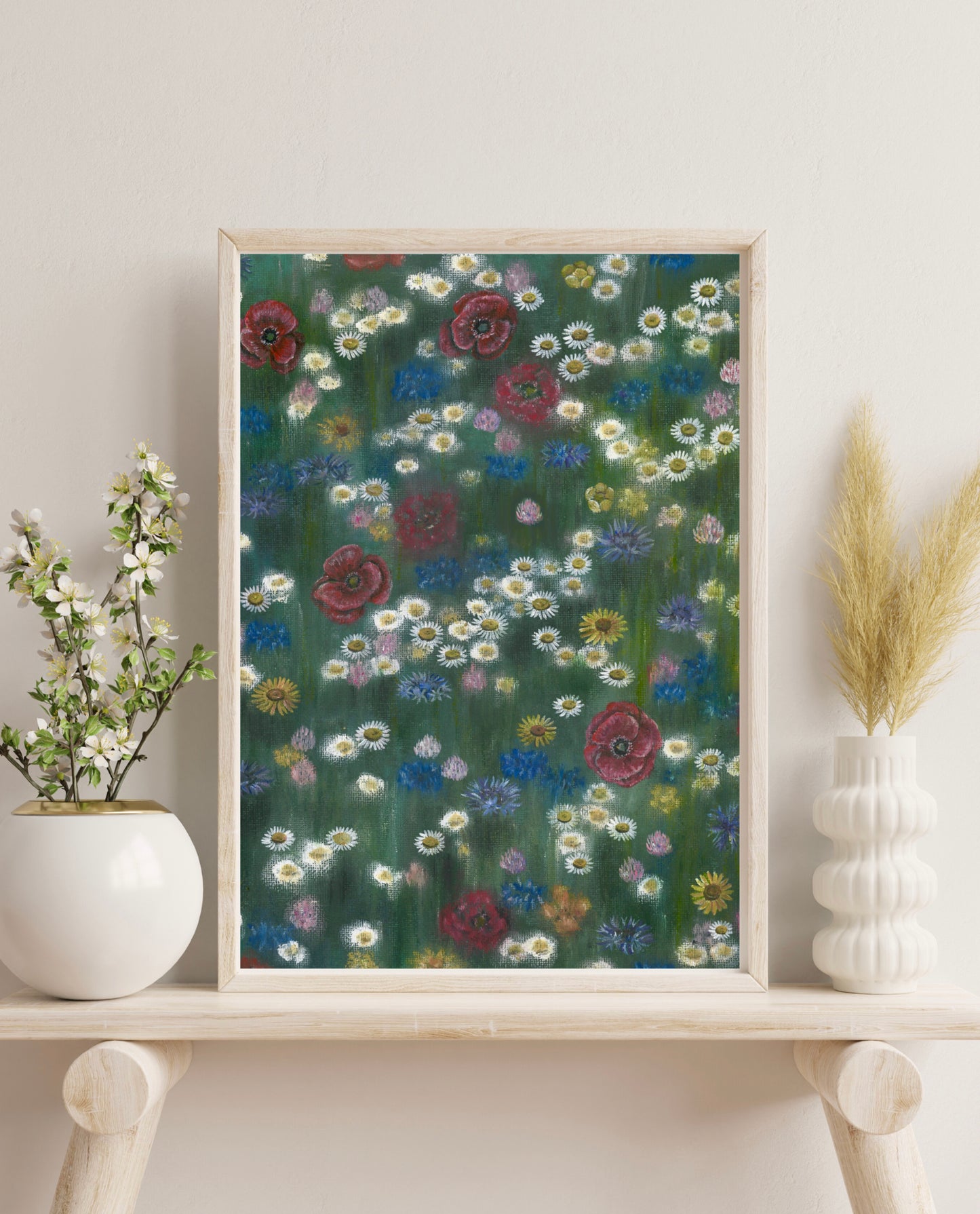 Impressionist Wildflower Field Oil Pastel Print