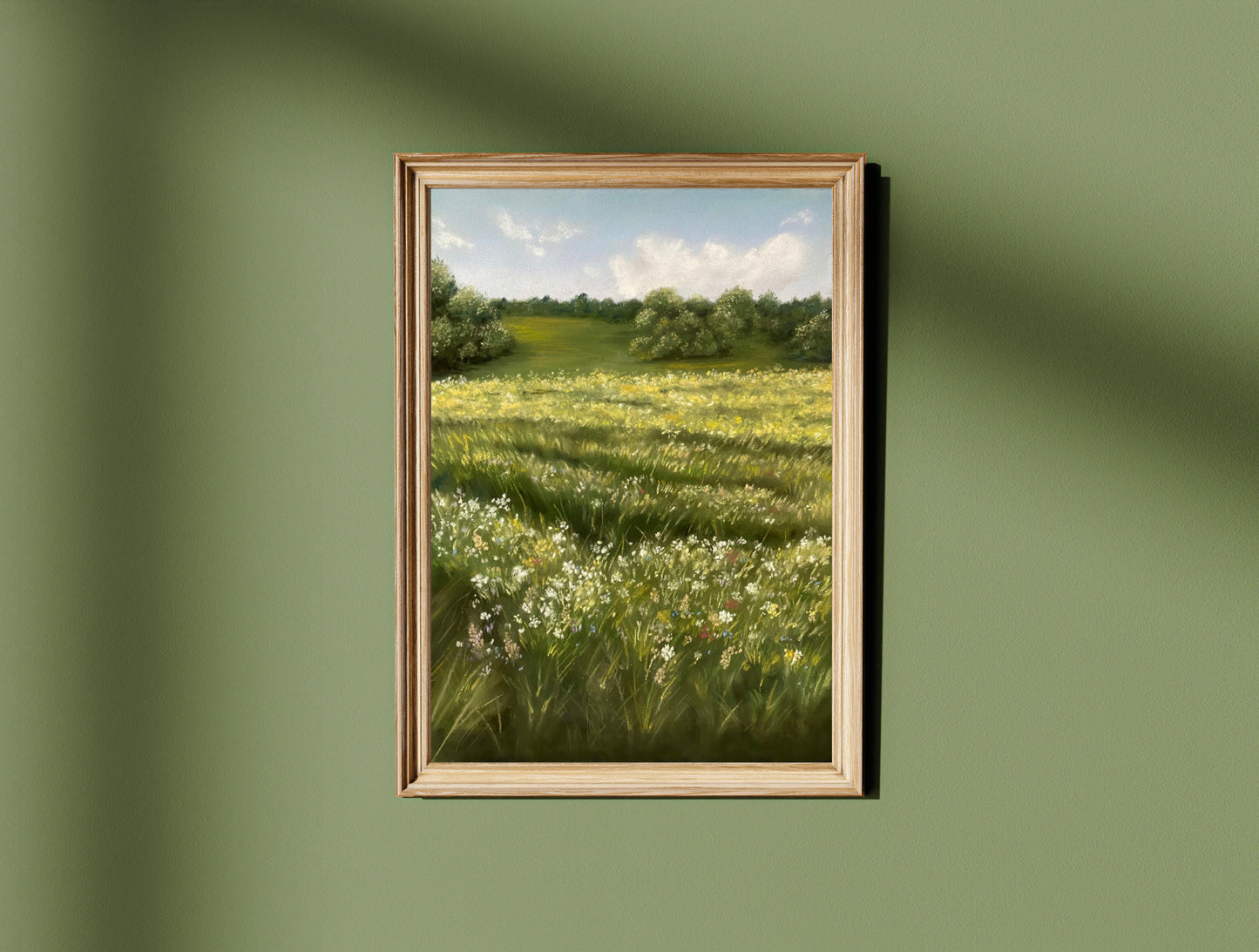 Countryside Meadow Landscape Soft Pastel Print