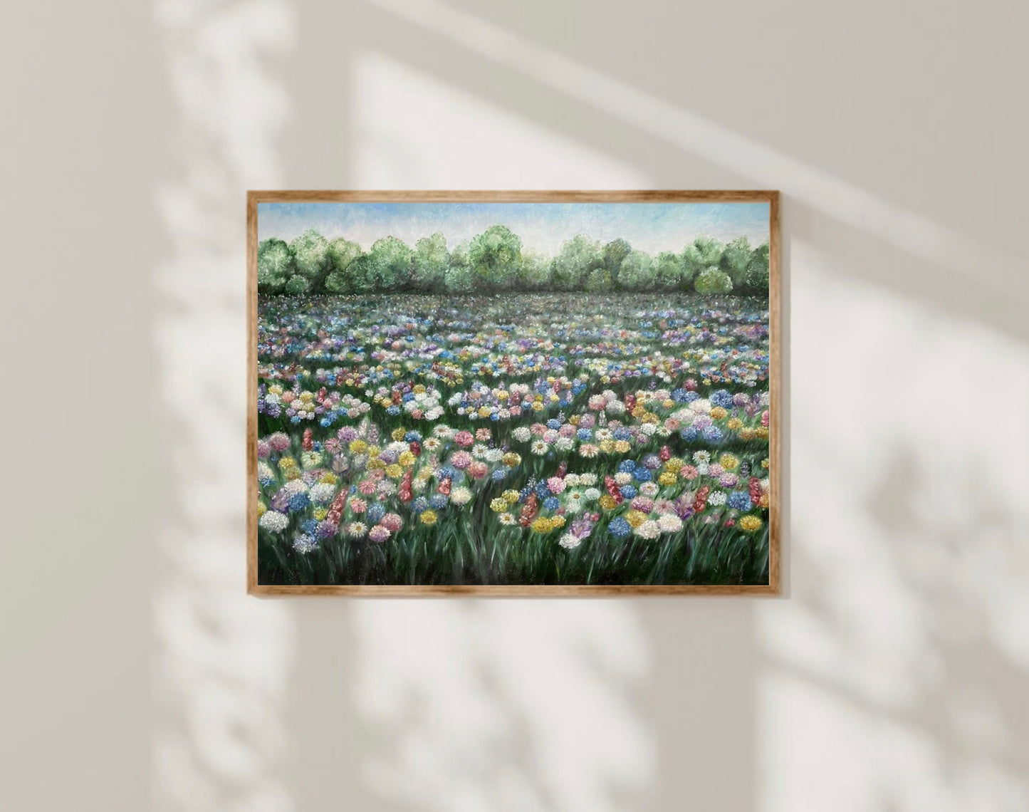 Dreamy Meadow Landscape Oil Pastel Print