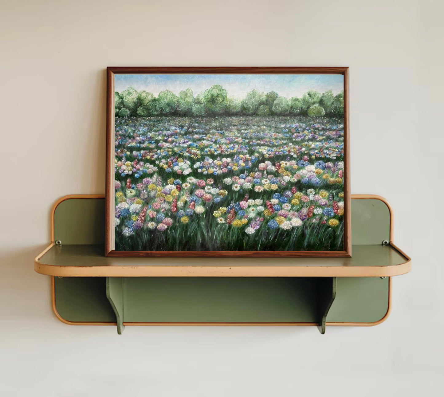 Dreamy Meadow Landscape Oil Pastel Print