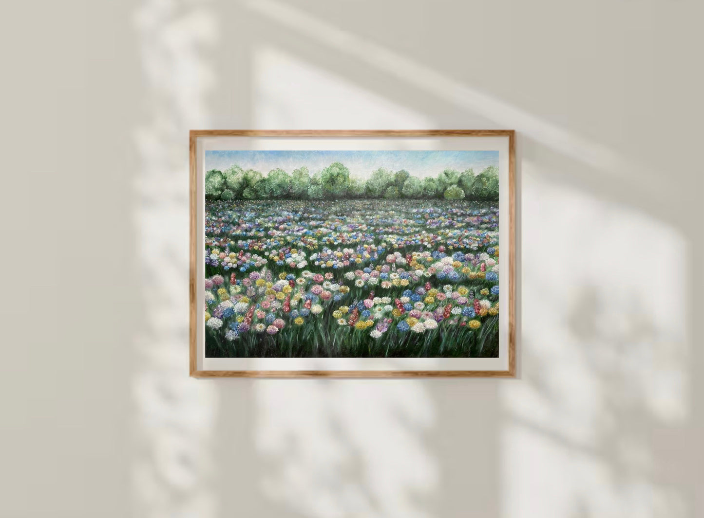 Dreamy Meadow Landscape Oil Pastel Print