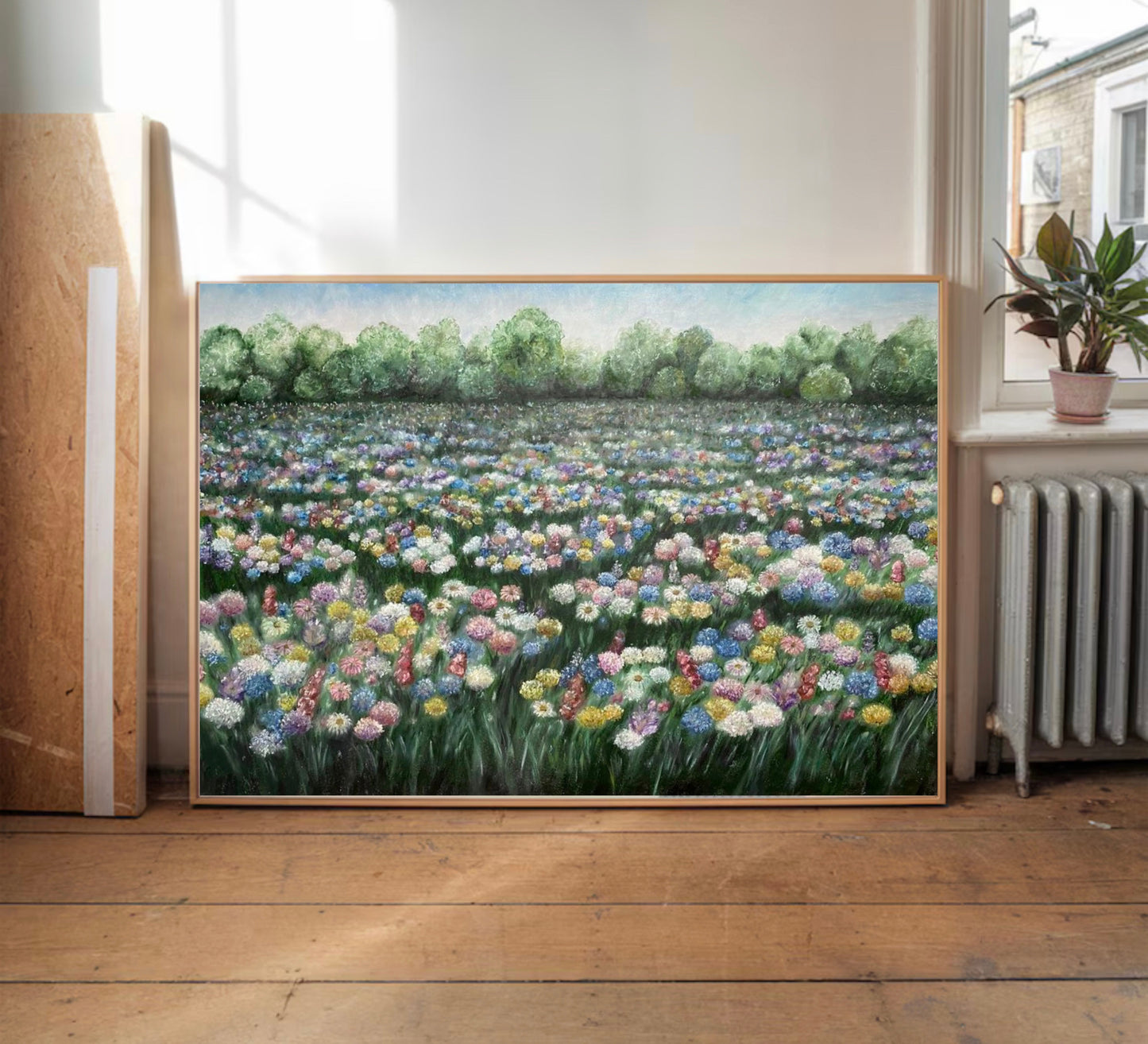 Dreamy Meadow Landscape Oil Pastel Print