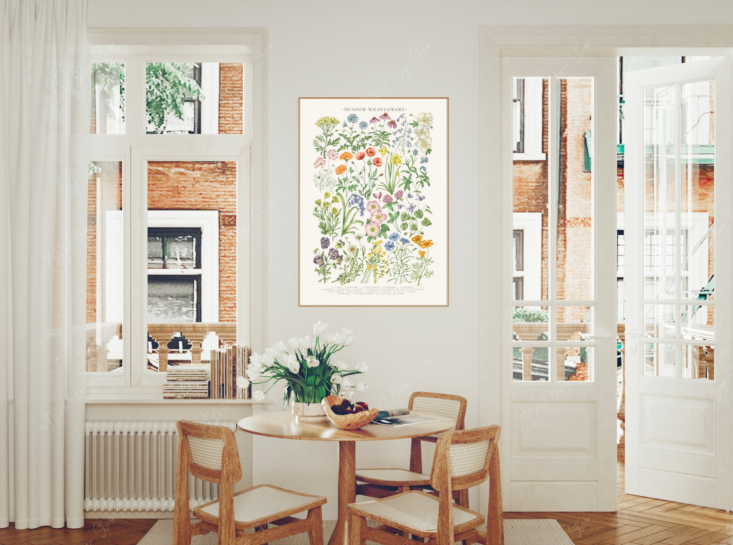 Botanical Meadow Wildflowers Watercolour Art Print