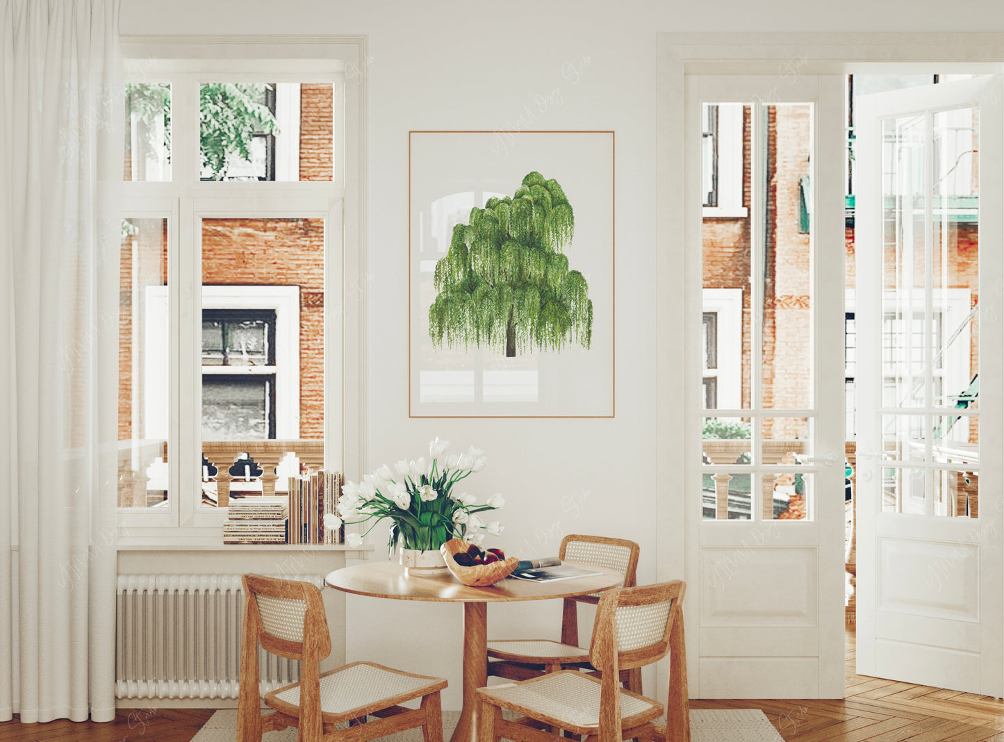 Botanical Willow Tree Watercolour Wall Art Print
