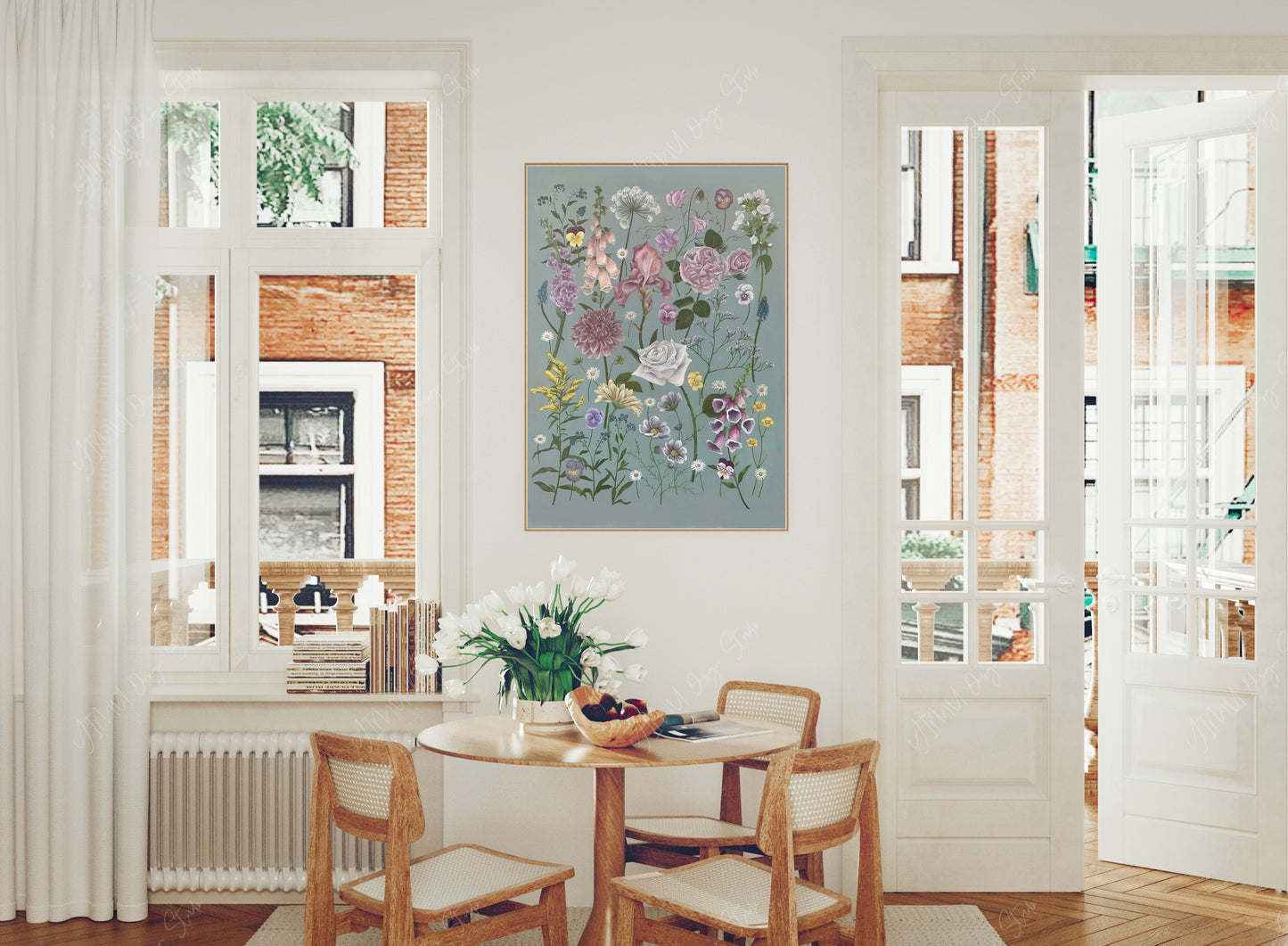 Botanical Spring Flowers Oil Painting Print