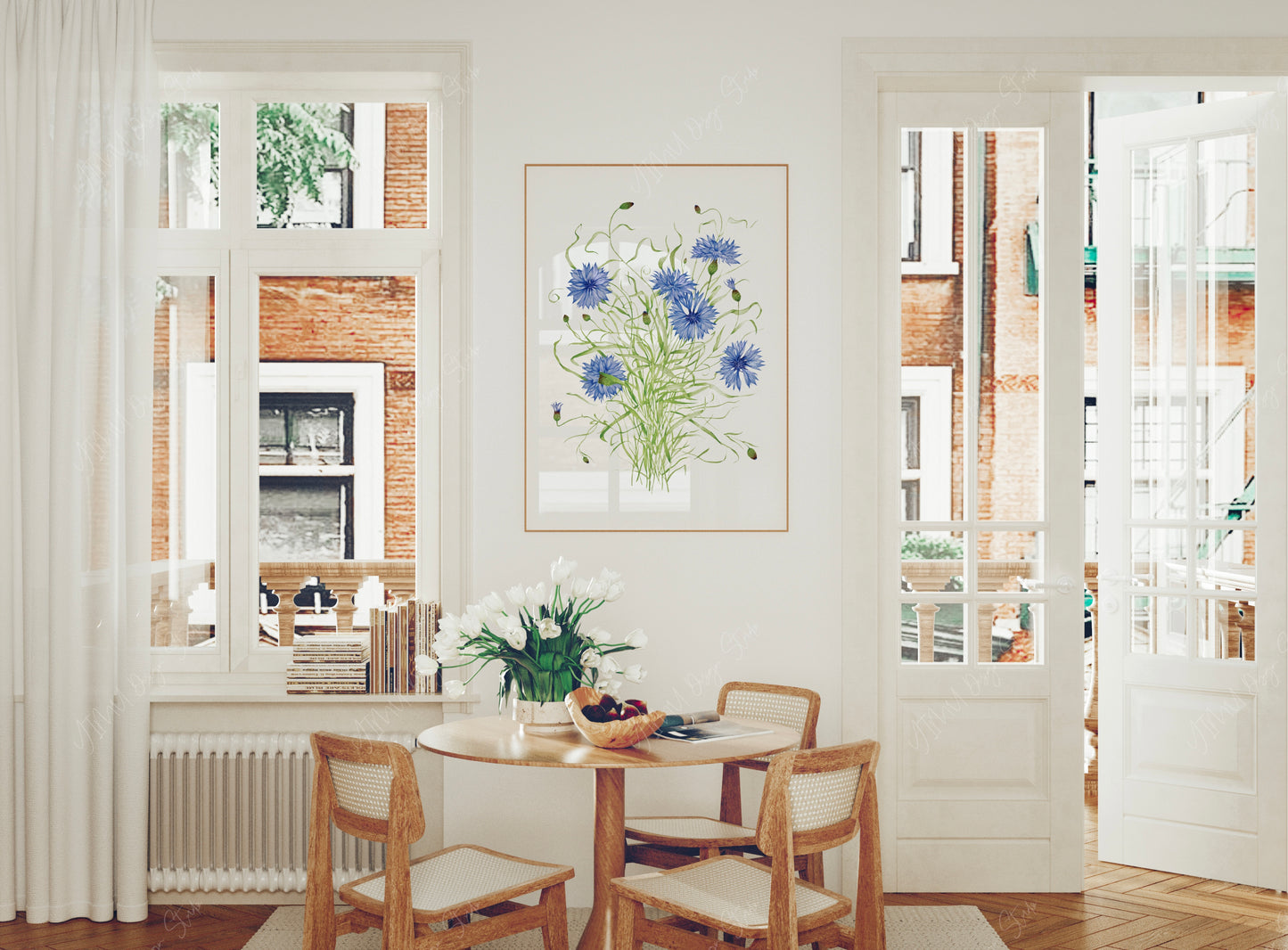 Botanical Cornflowers Watercolour Print