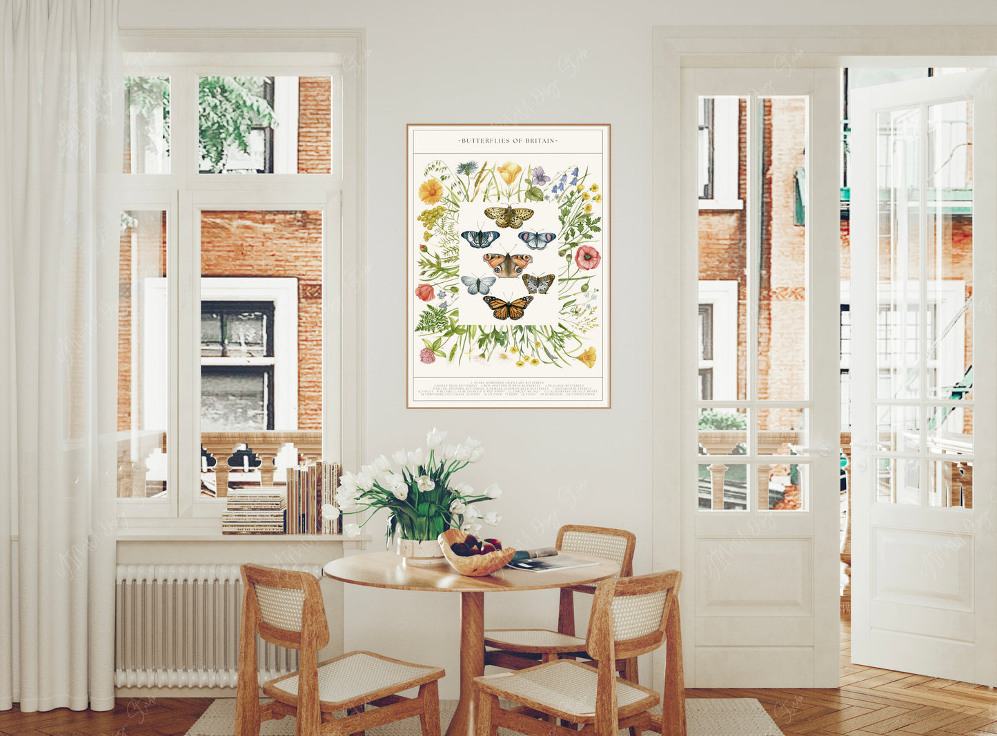 Botanical Butterfly Wildflower Guide Watercolour Print