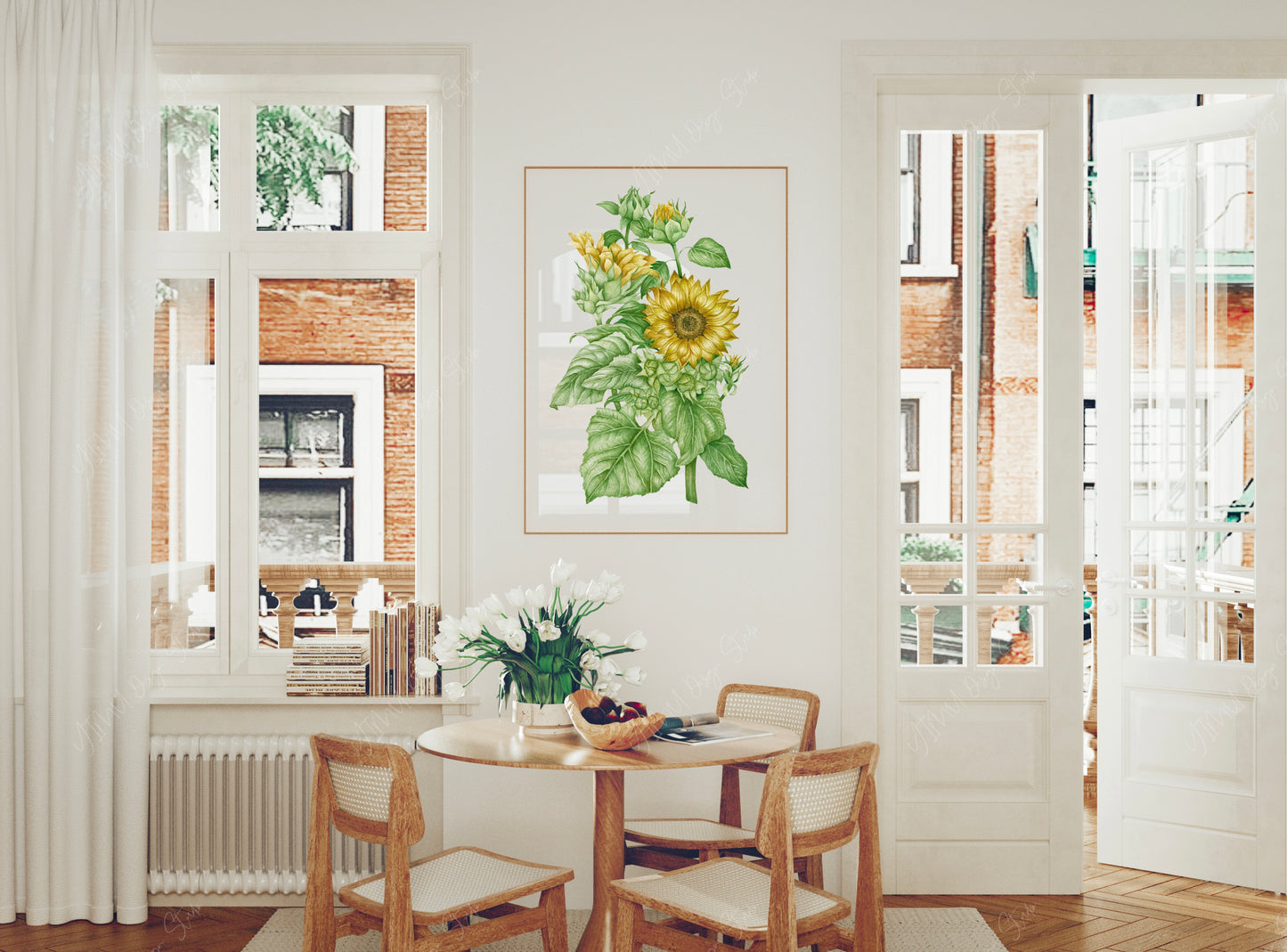 Botanical Sunflowers Watercolour Print