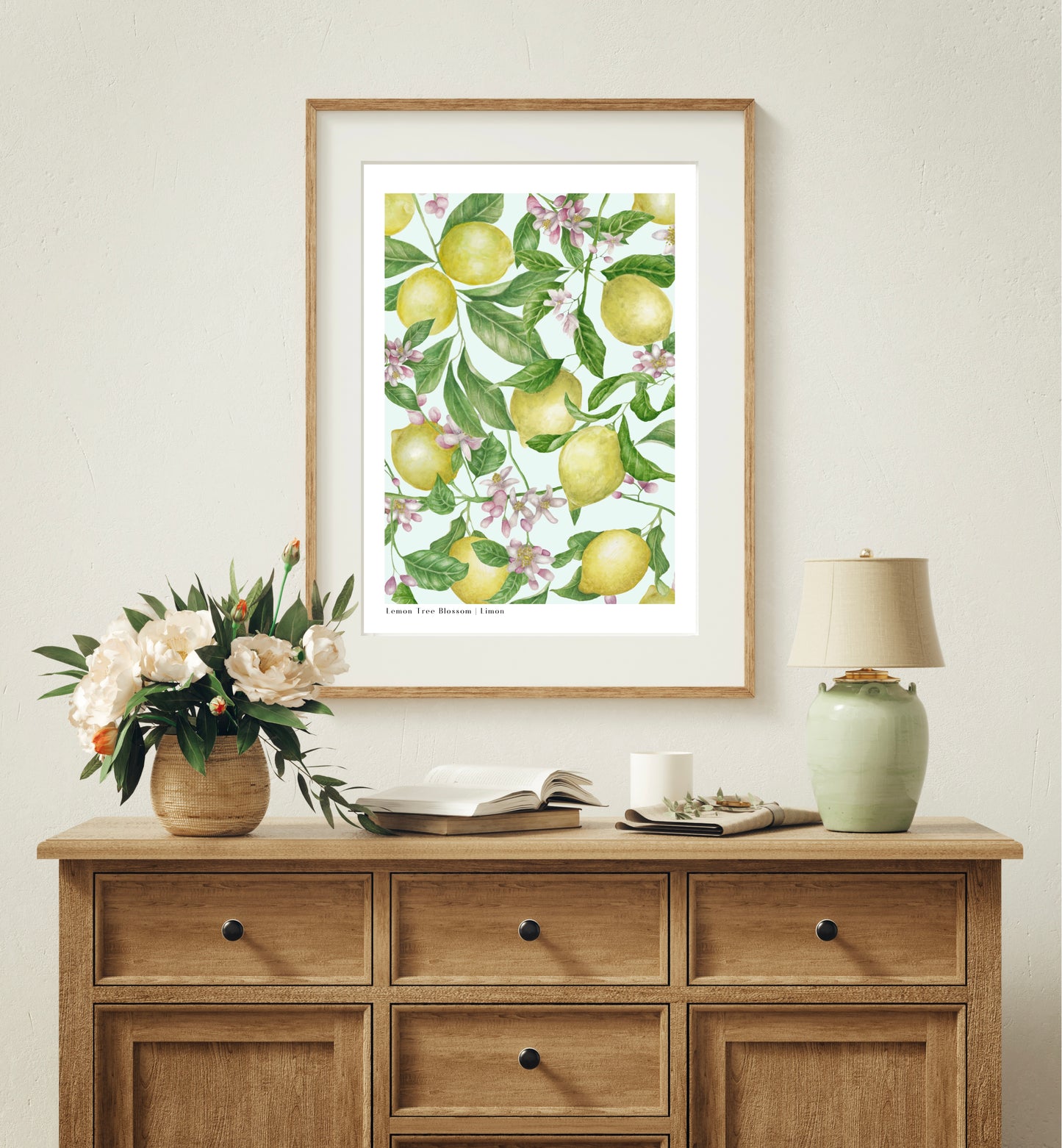 Botanical Lemon Tree Blossom Watercolour Wall Art Print