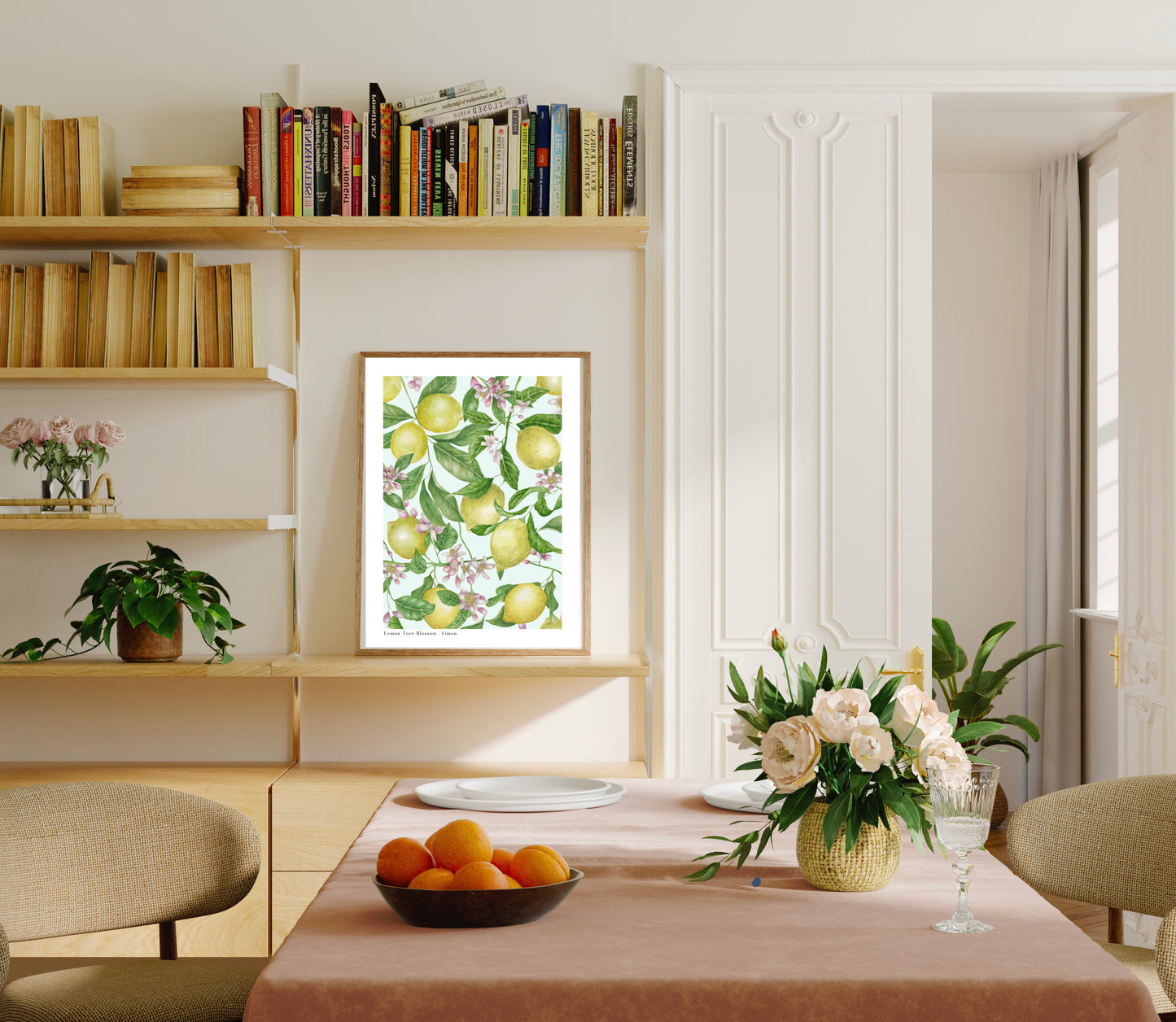 Botanical Lemon Tree Blossom Watercolour Wall Art Print