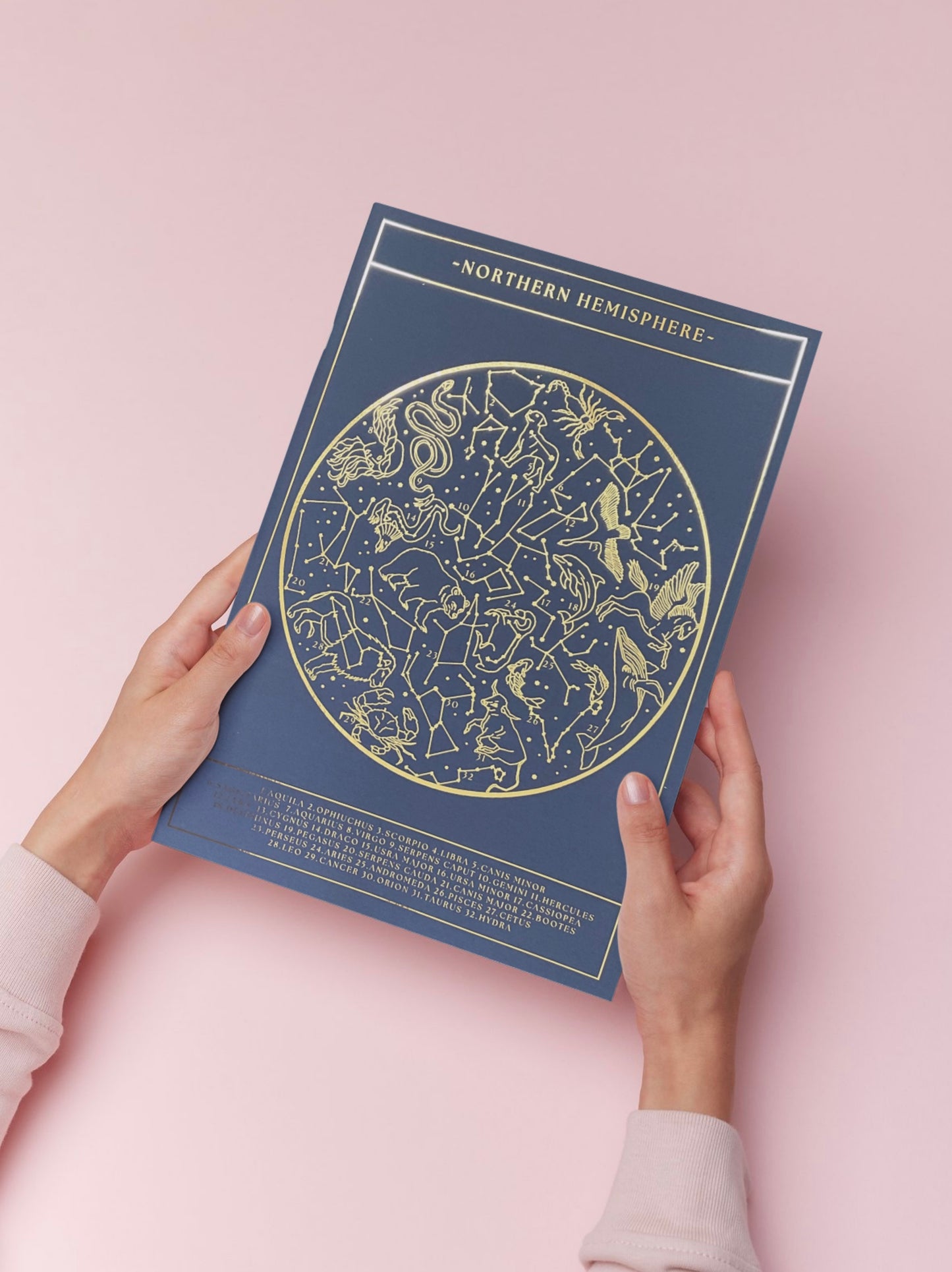 Northern Hemisphere Gold Foil Print, Constellations Star Map Planisphere Wall Art