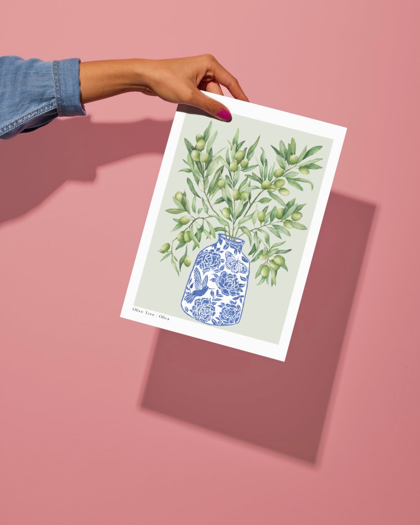 Botanical Olive Tree Branch Vase Watercolour Art Print