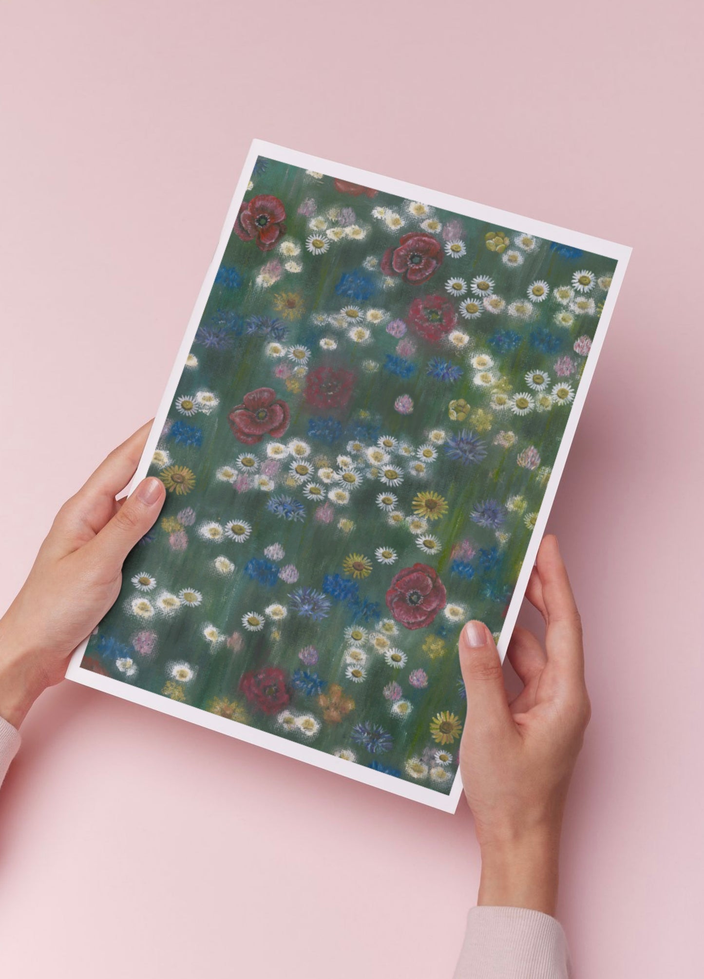 Impressionist Wildflower Field Oil Pastel Print