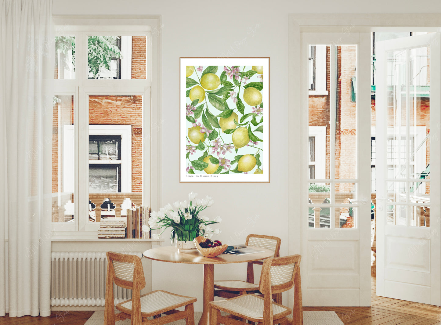 Botanical Lemon Tree Blossom Watercolour Wall Art Print