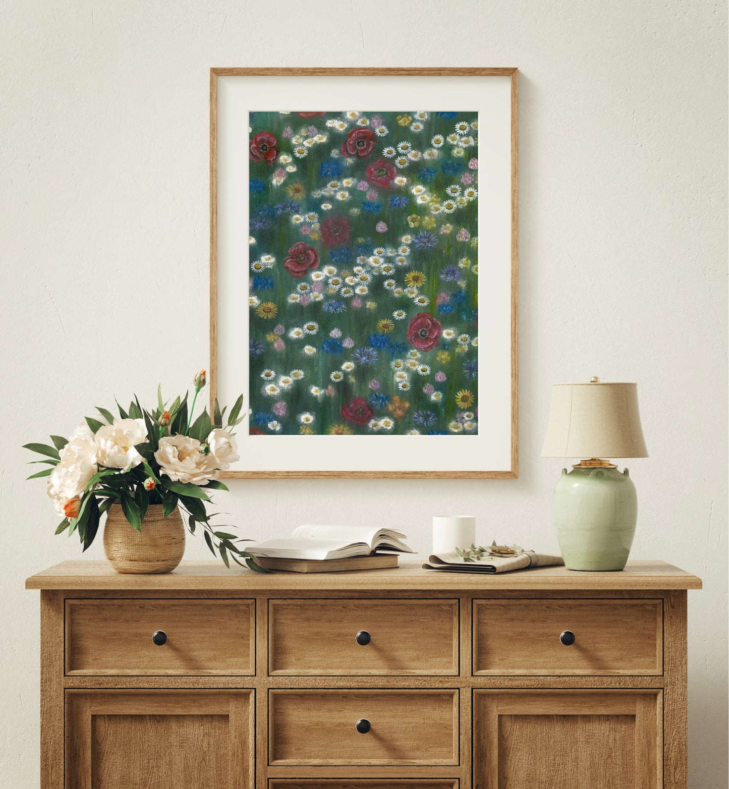 Impressionist Wildflower Field Oil Pastel Print