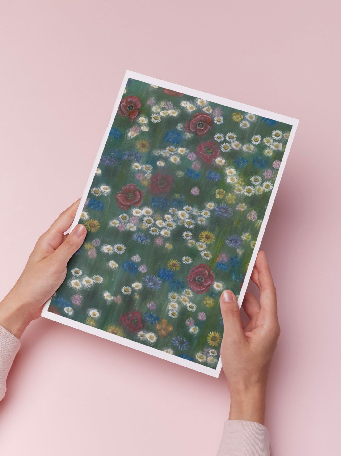 Impressionist Wildflower Field Oil Pastel Print
