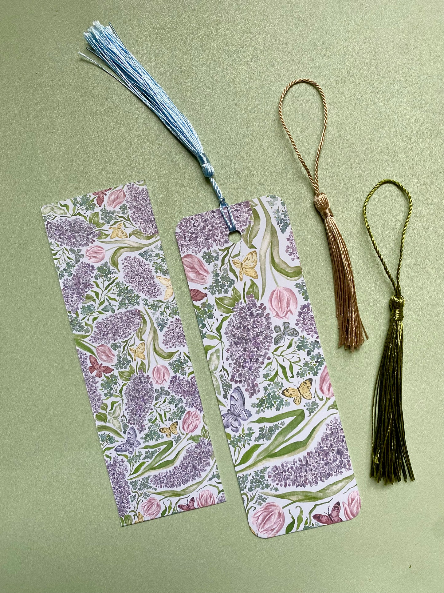 Lilacs and Butterflies Watercolour Bookmark