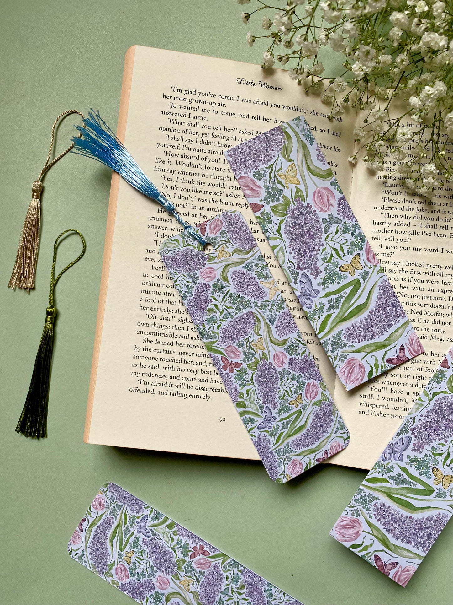 Lilacs and Butterflies Watercolour Bookmark