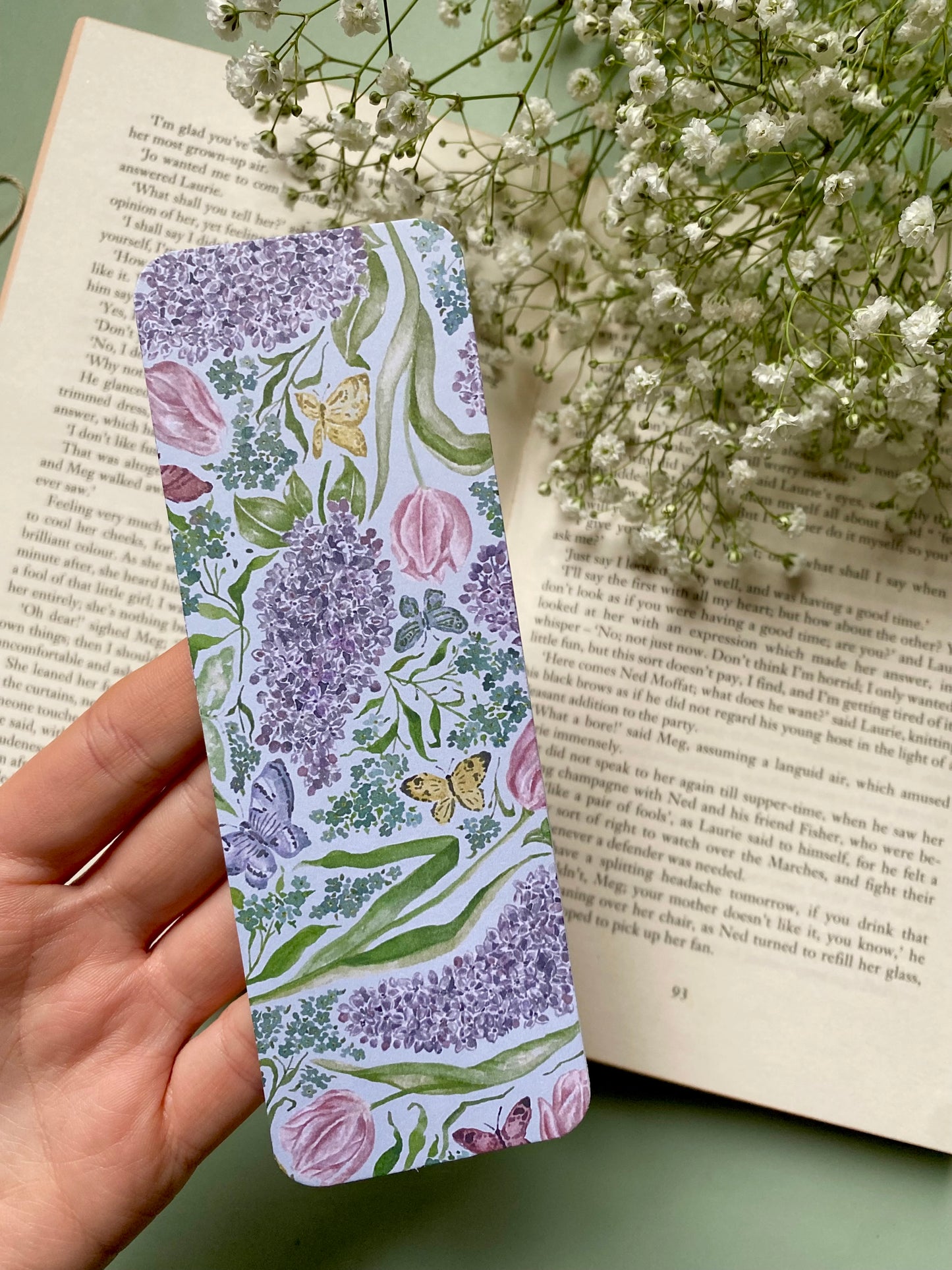 Lilacs and Butterflies Watercolour Bookmark