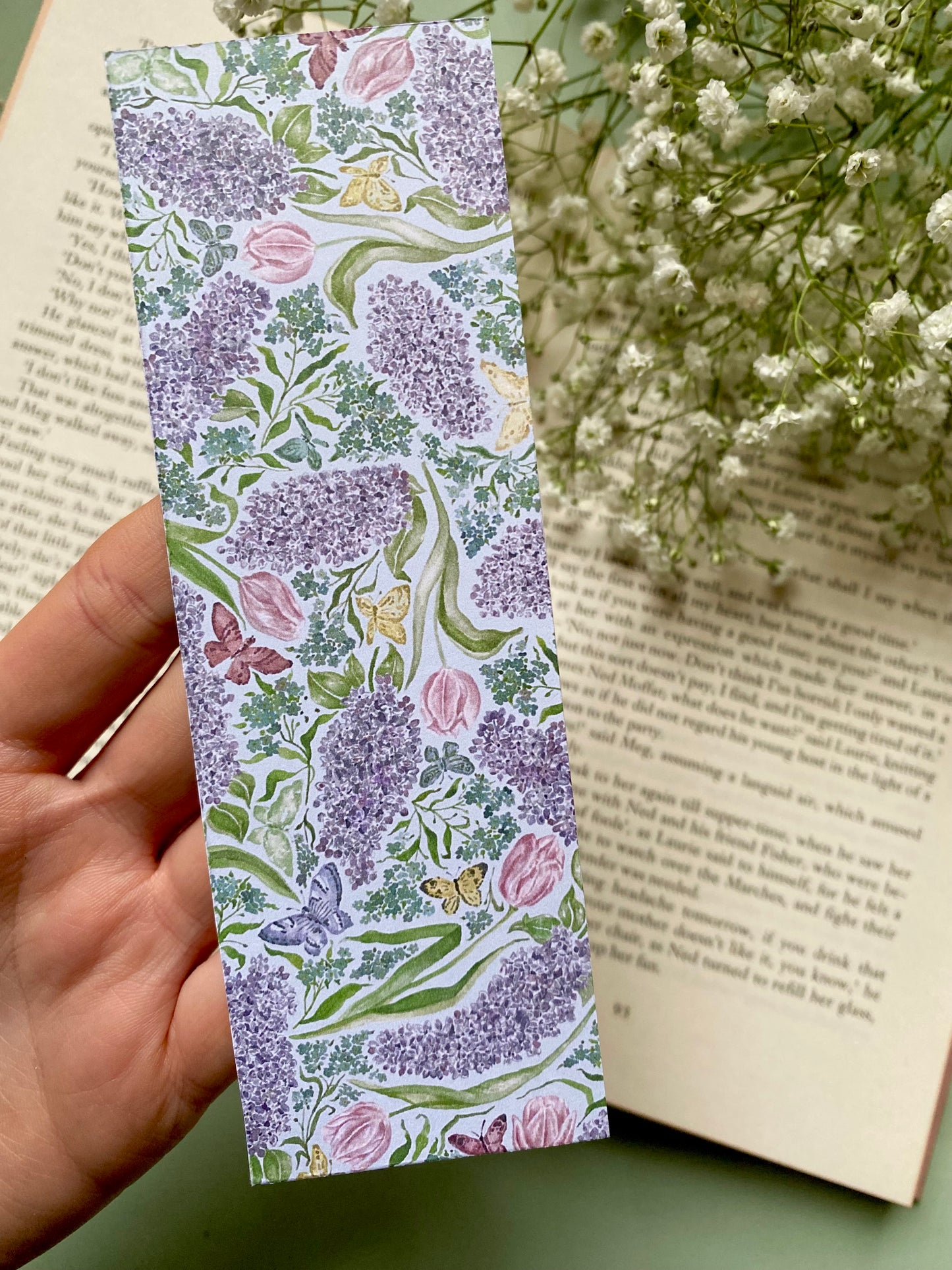 Lilacs and Butterflies Watercolour Bookmark