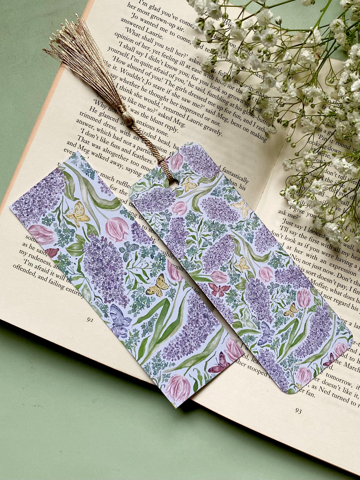 Lilacs and Butterflies Watercolour Bookmark