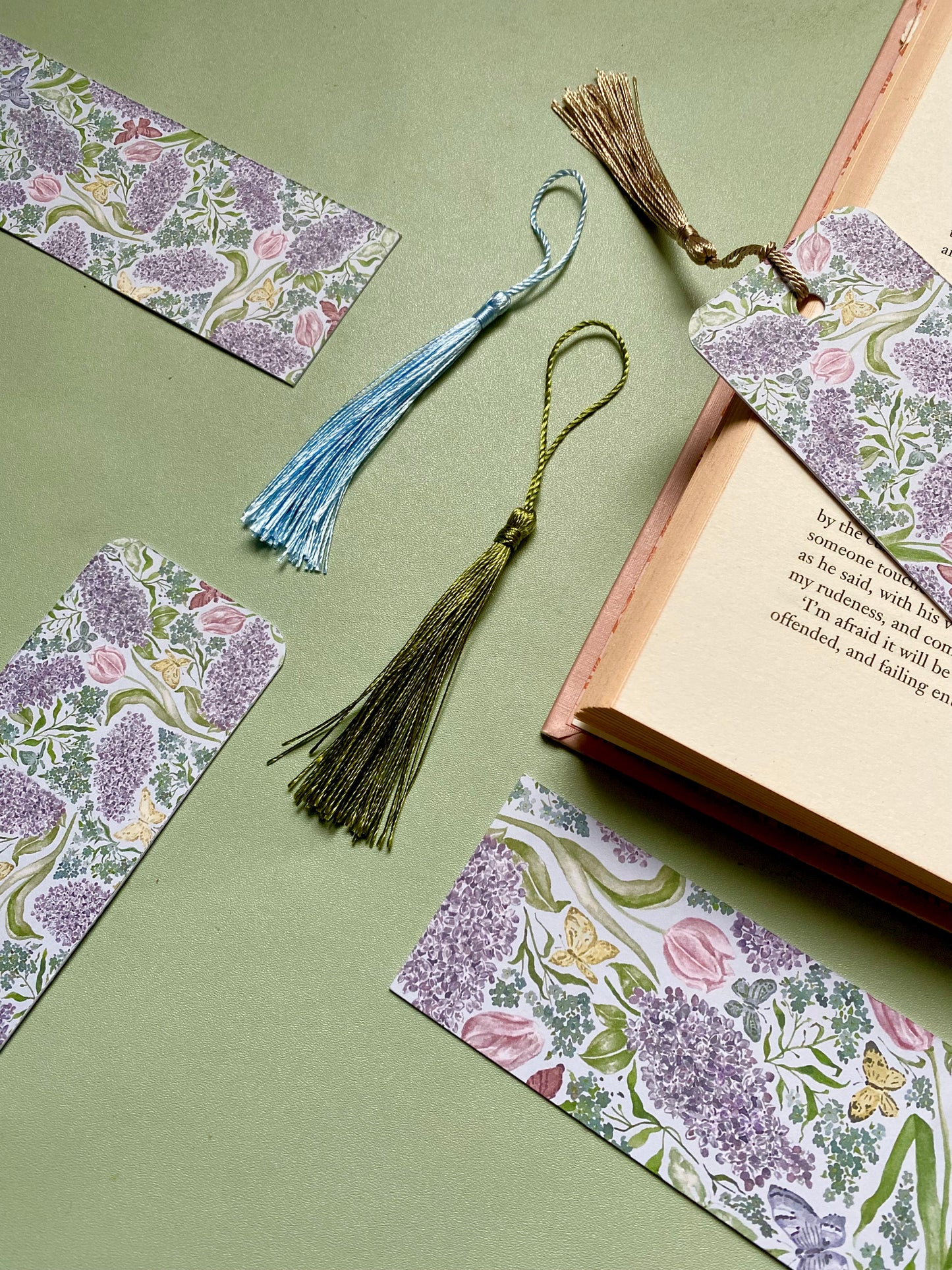 Lilacs and Butterflies Watercolour Bookmark