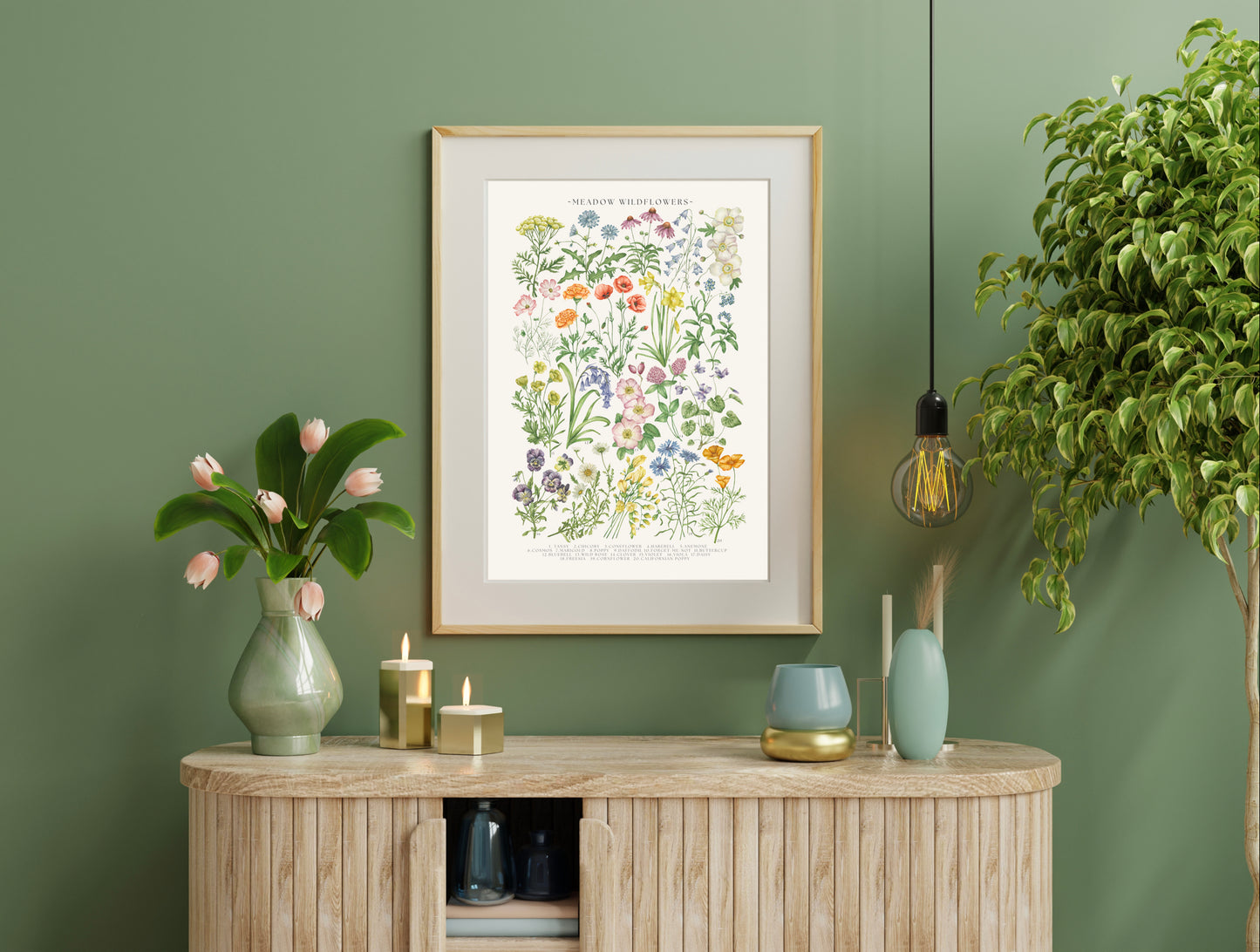 Botanical Meadow Wildflowers Watercolour Art Print
